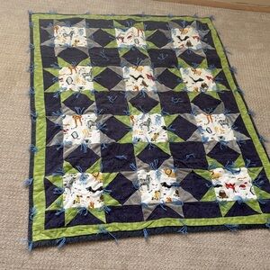 Colorful Patchwork Quilt with Animal Print